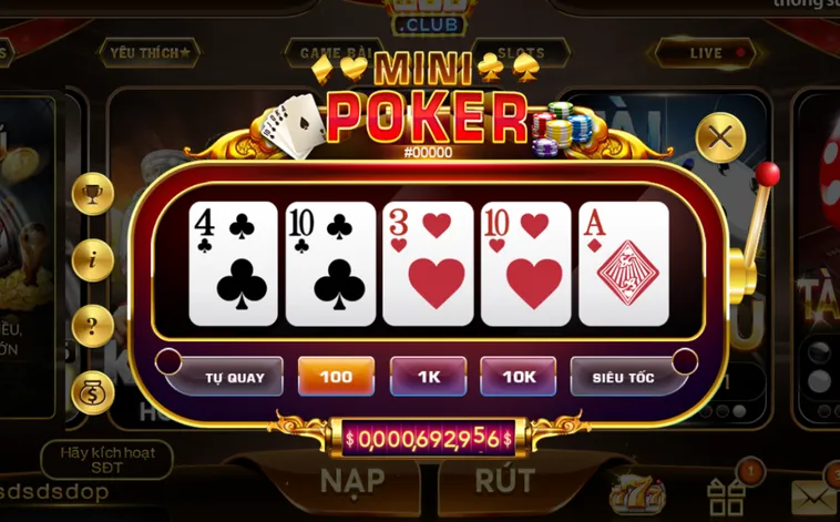 Minigame Mini Poker Tại HitClub Sự Kết Hợp Tuyệt Vời Của Trí Tuệ Và May Mắn