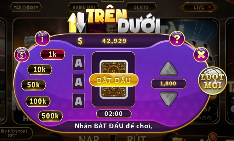 Minigame Trên Dưới Tại HitClub Thử Thách May Mắn Đầy Kịch Tính Cho Game Thủ